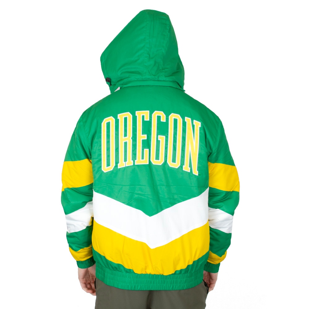 Interlocking UO, Green, Coat/Jacket, Polyester, Men, Unisex, Football, Homefield, Retro Style, Arched Oregon, Full Zip, 923546